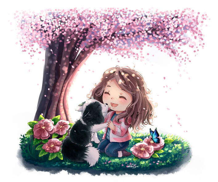♥ DETAILED CHIBI: 130 € | Pets / Stuffed animals: 30 € | Extra Chibi: 120 € | Extra background: 20 – 210 € ||| A full chibi character on a transparent background. You can add more characters, animals, objects and a background to the drawing.