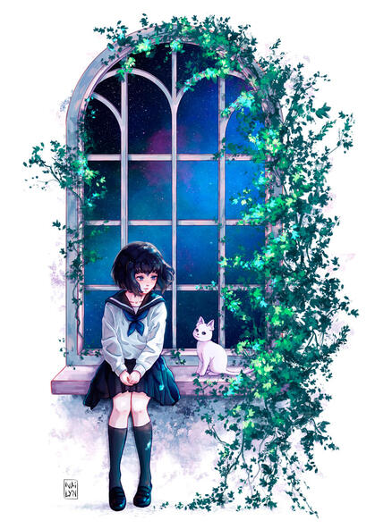 ♥ CHARACTER + SIMPLE BG (SEMI-REALISTIC OR ANIME STYLE): Half-body: 350 € | Full-body: 400 € | Pets: 60 € | Extra Character: 200 € ||| A character with a more complex lighting + some background decorations like flowers/patterns/objects of topic etc.